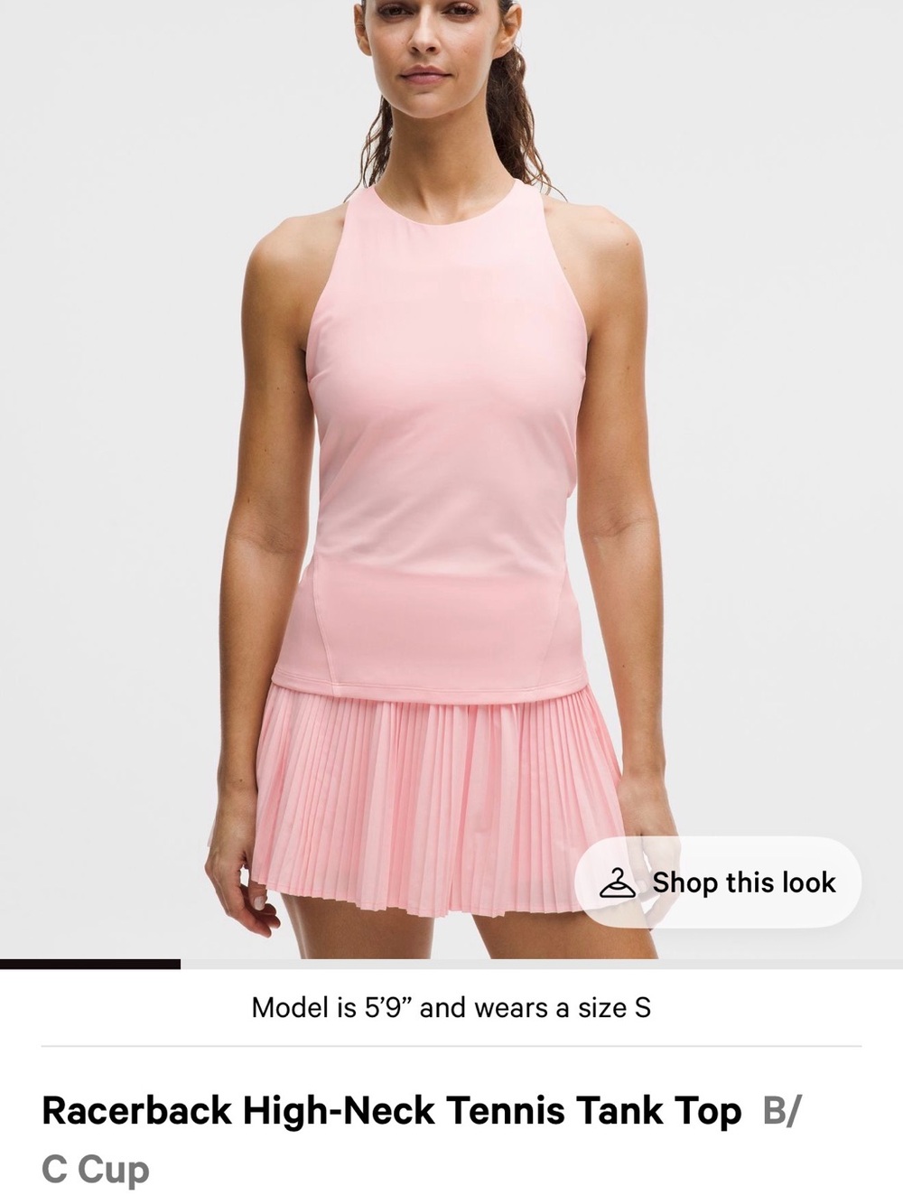 lululemon athletica Pink High-Neck Racerback Tank Tennis Built in Bra Size Xl